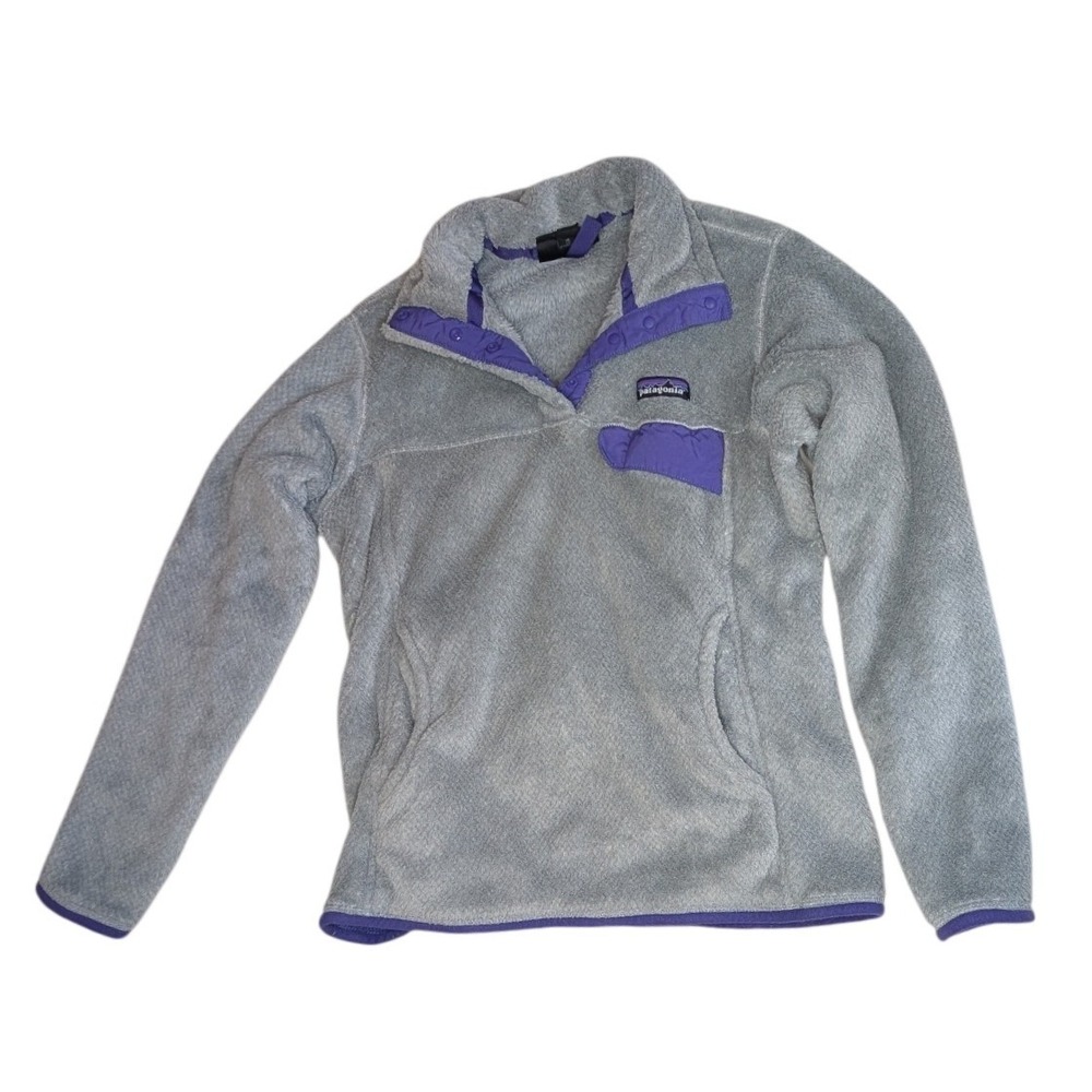 Patagonia Womens Re-Tool Snap-T Fleece Pullover Grey‎ Purple 25442 Size S